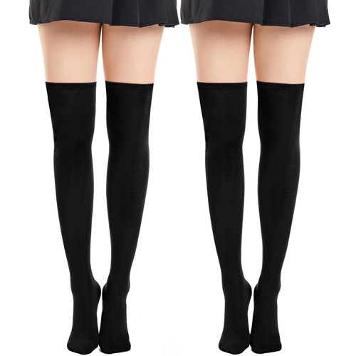 Ammiko Womens Thigh High Socks Cotton Over the Knee Socks Long Knee High Socks Casual High Stockings for Women Black/Black Ammiko Womens Thigh High Socks Cotton Over the Knee Socks Long Knee High Socks Casual High Stockings for Women Black/Black