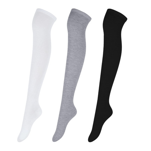 Intgoodluckycc Thigh High Socks for Women, Long Knee High Socks, Cute Womens Over The Knee Socks Stockings (3 Pairs, Mixed Colors 3)