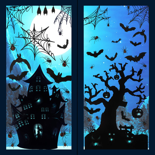 Halloween Decorations 90 PCS Halloween Window Clings Decals for Window Glass Decorations Halloween Glass Decals for Party Decorations Bat Spider Haunted Hous Spooky Door Stickers, 7.87 x 11.81 inches