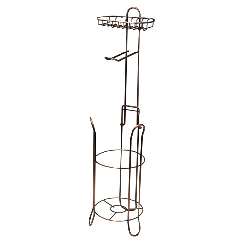 JIVARA's Toilet Paper Holder Stand with Storage I Free Standing Paper Roll Dispenser, Pure Metal Powder Coated Finish Toilet Paper Stand I Bathroom Tissue Holder with Mega Roll/Phone/Wipe Holder
