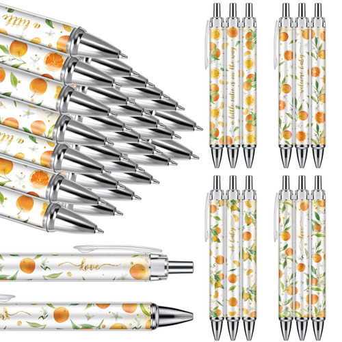 Chuangdi 24 Pcs Baby Shower Ballpoint Pens Favors Bulk Retractable Ballpoint Pen Black Ink Pens with Stylus Tip Baby Shower Gifts for Guests Prizes Office School Teacher Supply (Orange)