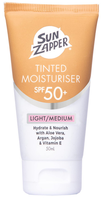 Sun Zapper BB Cream Tinted Moisturiser Light/Medium SPF 50+ Aloe Vera, Kakadu Plum, Jojoba, Vitamin E 50mL 1.69oz (Light/Medium) Moisturizer Made in Australia