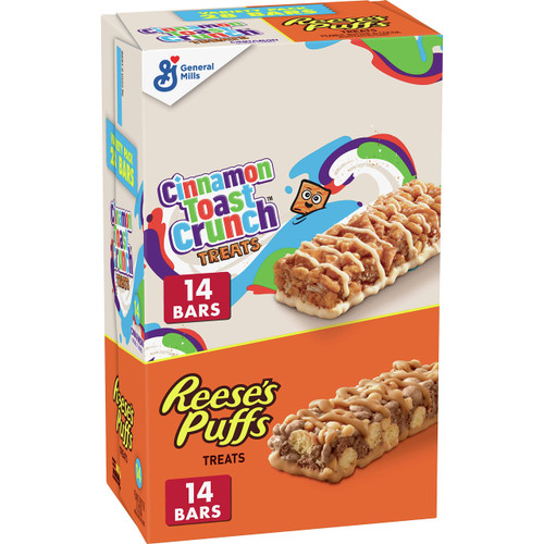 Reese's Puffs Cinnamon Toast Crunch Cereal Treat Bars Variety Pack, 28 ct Reese's Puffs Cinnamon Toast Crunch Cereal Treat Bars Variety Pack, 28 ct