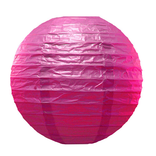 LumaBase Round Paper Lanterns - Fuchsia, 10" Lanterns, 5 Count, 78105