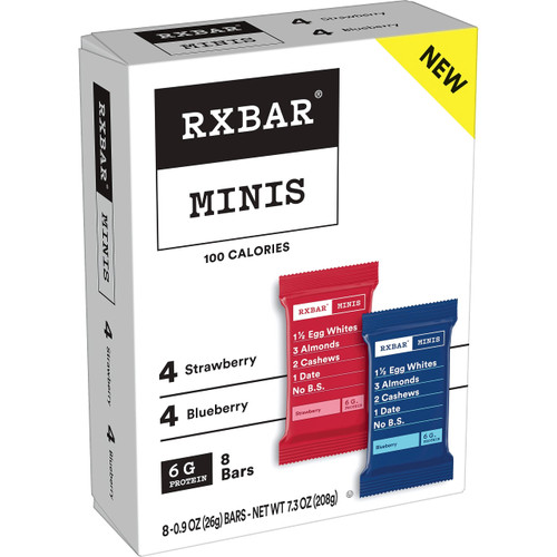 RXBAR Minis Protein Bars, Gluten Free Snacks, Breakfast Snacks, Variety Pack, 7.3oz Box (8 Bars)