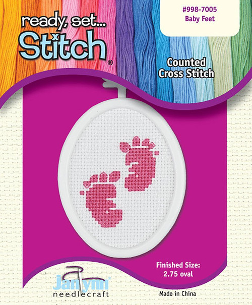 The Janlynn Corporation Ready, Set.Stitch Baby Feet Counted Cross Stitch Kit with Frame