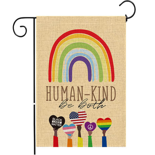 Human-Kind Be Both Garden Flag Black Lives Matter LGBT Love is Love Equality Justice Silence is Violence Science is Real We rise Together Garden Flag Outdoor Decoration