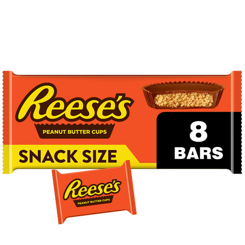 REESE'S Milk Chocolate Peanut Butter Snack Size Cups, Candy Packs, 0.55 Oz (8 Count)