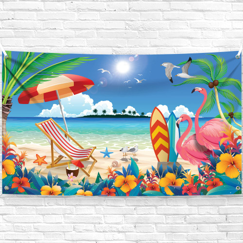 KatchOn, Large Beach Party Banner - 72x44 Inch | Summer Backdrop for Beach Party Decorations | Beach Banner, Hawaiian Beach Theme Party Decorations | Summer Party Decorations, Beach Party Decorations