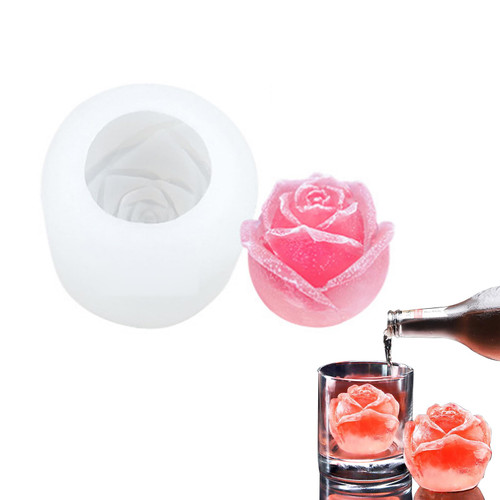 3D Rose Shape Ice Cube Mold Party Cocktail Goodies, Rose Flower Ice Cube Tray Mold Silicone Party Maker, 3D Silicone Rose Shape Ice Cube Mold, For Cocktails Juice Whiskey Bourbon Freezer