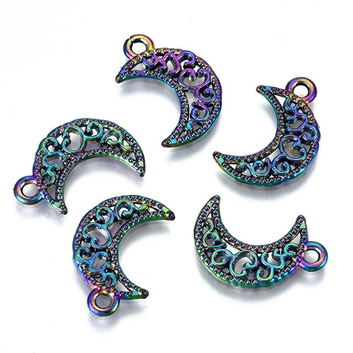 FASHEWELRY 20Pcs Alloy Rainbow Filigree Moon Pendants Multi-Color Etched Metal Embellishments for DIY Jewelry Making FASHEWELRY 20Pcs Alloy Rainbow Filigree Moon Pendants Multi-Color Etched Metal Embellishments for DIY Jewelry Making