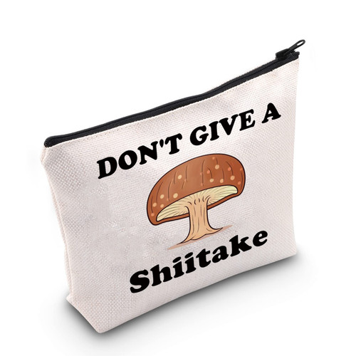 MNIGIU Mushroom Hunter Gift Funny Mushroom Cosmetic Bag Don't Give A Shiitake Fungus Makeup Bag Mushroom Lover Gift Mycology Gift Mycelium Gift