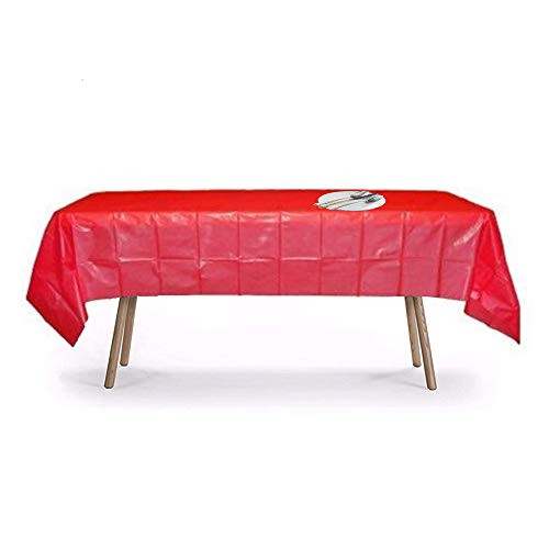 Disposable Plastic Tablecloths Red Rectangle Table Covers for Christmas Party 54 x 108 inches 5 Pack