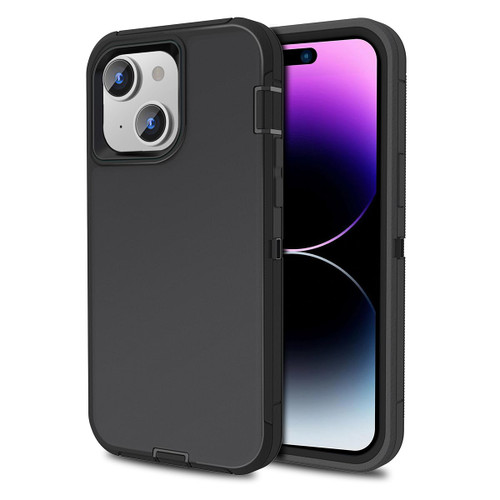 Compatible with iPhone 15, iPhone 14 Phone Case, Dual Layer Shockproof Full Body Cover iPhone 13, Military Grade Drop Protection Heavy Duty Phone Case for Women & Men (Black)