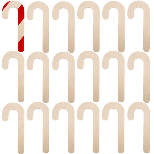36 Pcs Christmas Candy Cane Wooden Cutout Unfinished Wood Christmas Holiday Cutout Blank Candy Cane Wooden Ornaments Candyland Party Decorations for DIY Crafts Xmas Party Supplies,2.5 x 6 Inches