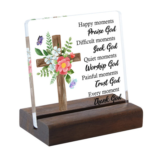 Christian Gifts for Women, Inspirational Christian Gifts,Gifts for Her, Mom, Friends Female, Coworker - Clear Plaque Sign With Wooden Stand