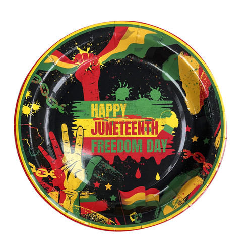 CIEOVO 48 Count June 19th Independence Day Party Tableware Set Disposable Plates Party Paper Plates Dinner Dessert for African Afro Juneteenth American Freedom Day Party Supplies