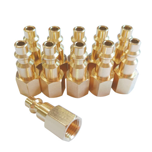 Beduan Solid Brass Air Hose Fittings 1/4"NPT Female Thread Quick Connect Air Hose Fittings (Industrial Type D,11Piece)