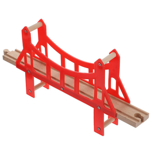Toyvian Wooden Trains Bridge Double Suspension Bridge Wood Train Track Bridge Wooden Railway Expansion Accessories Compatible with Most Train Tracks for Kids 14 inches