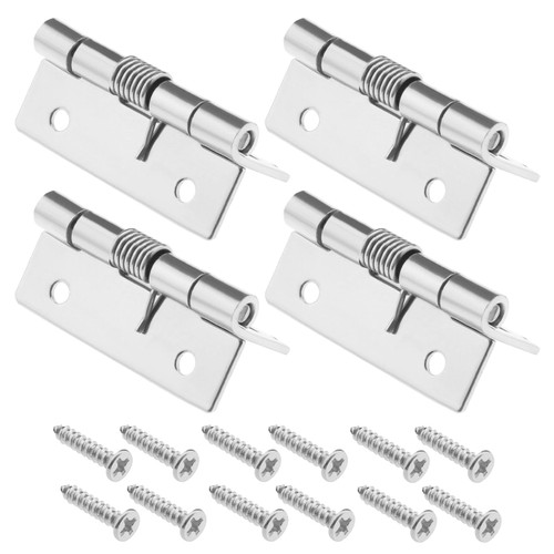 4PCS Self-Opening Spring Hinges 304 Stainless Steel Self-Closing Spring Door Hinges Automatic Closing Hinges for Invisible Doors (2 Inch)