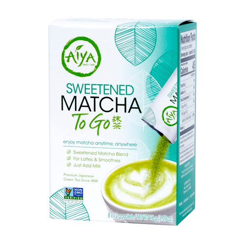Aiya Sweetened Matcha To Go, 96 GR 0.42 Ounce (Pack of 8)