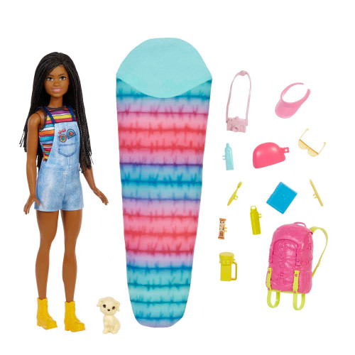 Barbie It Takes Two Doll & Accessories, Brooklyn Camping Playset with Doll, Pet Puppy & 10+ Accessories Including Sleeping Bag Barbie It Takes Two Doll & Accessories, Brooklyn Camping Playset with Doll, Pet Puppy & 10+ Accessories Including Sleeping Bag