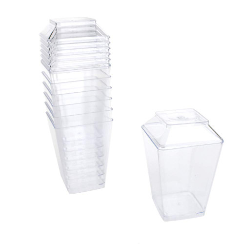Homeford Mini Tall Square Plastic Dessert Cup with Lid, 3-3/4-Inch, 7-Count