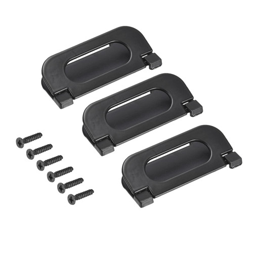 METALLIXITY Flush Ring Pull Handles(74mm/2.91") 3Pcs, Zinc Alloy Hidden Recessed Furniture Grip with Screws - for Drawer Sliding Door, Black