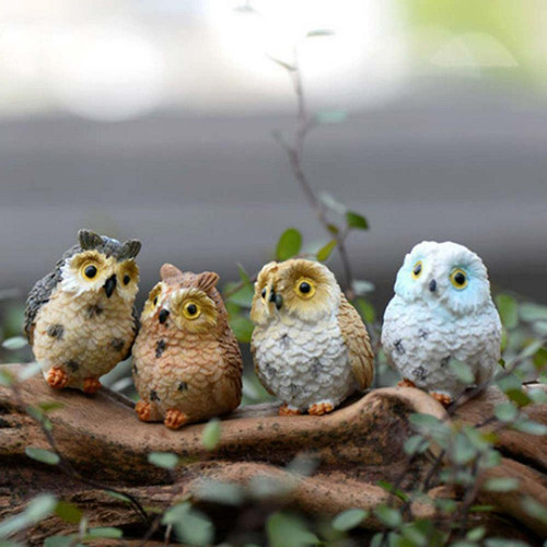 KASCLINO 4pcs Resin Mini Owls, Miniature Figurines Miniature Owl Figurines, Fairy Garden Animals for Fairy Garden, Micro Landscape, Plant Pots, Bonsai Craft Decor KASCLINO 4pcs Resin Mini Owls, Miniature Figurines Miniature Owl Figurines, Fairy Garden Animals for Fairy Garden, Micro Landscape, Plant Pots, Bonsai Craft Decor