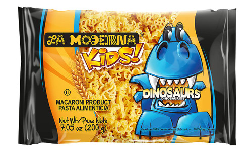 La Moderna Kids Dinosaur Pasta, Noodles, Durum Wheat, Protein, Fiber, Vitamins, 7 Oz, Pack of 20