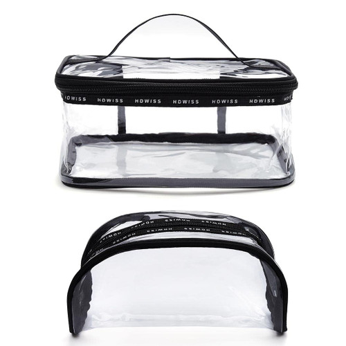 Zeelina 2Pcs Clear Tote Bag PVC Waterproof Transparent Makeup Bag Travel Work Daily Stadium Approved Clear Bag for Women and Girls