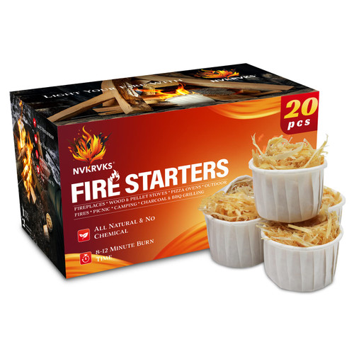 Nvkrvks Fire Starter Pods, Camping Fire Starters for Fireplace, Campfires, BBQ, Pit, Wood Stove, Grill, Pellet Stove & Charcoal Starter, All Natural & All Season Fire Starter, 20 Packs Nvkrvks Fire Starter Pods, Camping Fire Starters for Fireplace, Campfires, BBQ, Pit, Wood Stove, Grill, Pellet Stove & Charcoal Starter, All Natural & All Season Fire Starter, 20 Packs