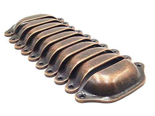 Furniture Wardrobe Drawer Vintage Style Semicircle Knob Pull Handle 10PCS (Red Bronze)