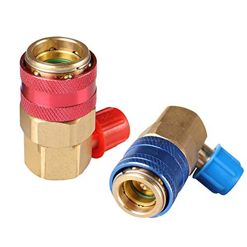 Bang4buck Adjustable R134A Quick Coupler Adapter Fittings High Low AC Freon Manifold Gauge Hose Conversion kit (L Coupler)