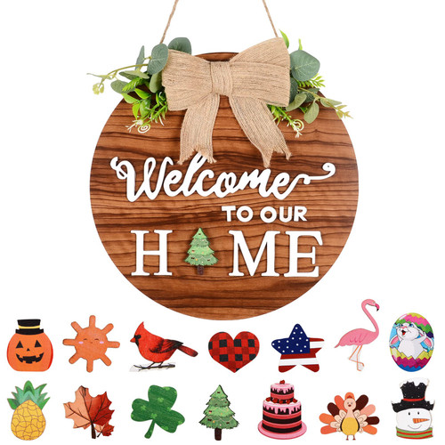 Welcome Sign Welcome Front Door Round Wood Sign Hanging Welcome Sign for Farmhouse Porch Welcome Sign Front Door Decor Christmas Gifts Housewarming Gift Interchangeable Welcome Home Decor Welcome Sign Welcome Front Door Round Wood Sign Hanging Welcome Sign for Farmhouse Porch Welcome Sign Front Door Decor Christmas Gifts Housewarming Gift Interchangeable Welcome Home Decor