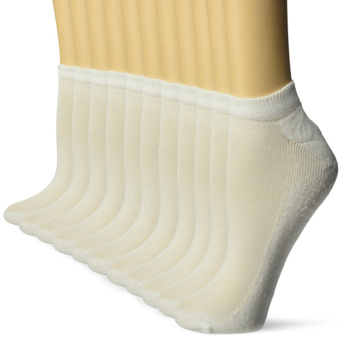 Fruit of the Loom Women's Pack No Show Socks, White, Shoe Size: 4-10