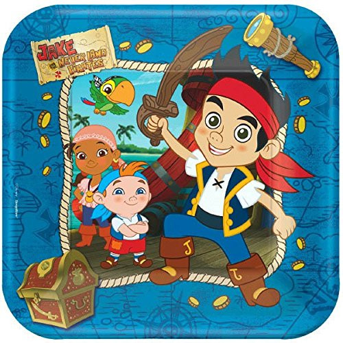American Greetings Jake and the Neverland Pirates Party Supplies, Square Paper Dinner Plates (8-Count)