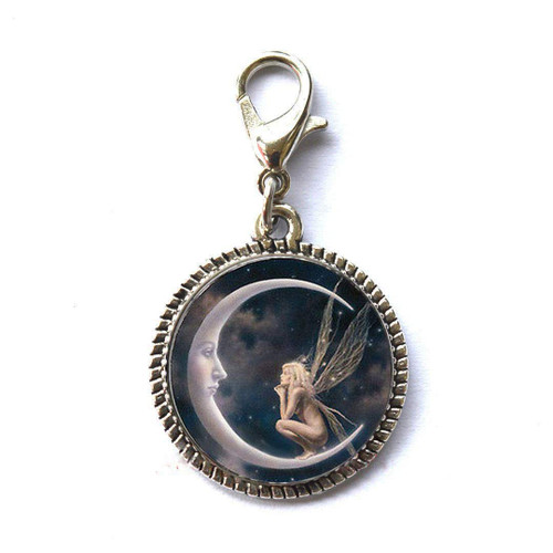 Fairy on The Moon Photo Art Photo,Charm Bracelet Pendant Zipper Pull Charm with Lobster Clasp Zipper Pull Jewelry Fairy on The Moon Photo Art Photo,Charm Bracelet Pendant Zipper Pull Charm with Lobster Clasp Zipper Pull Jewelry