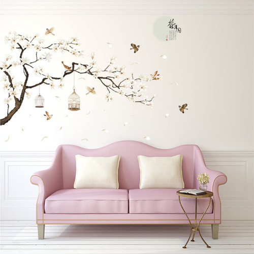 Condessacity Cherry Blossom Tree Floral Wall Stickers Birds Flying Birdcage On The Tree Branch Wall Decals Large Vinyl Plant Murals Removable Wall Art Home Decor For Living Room Bedroom Office TV Wall Condessacity Cherry Blossom Tree Floral Wall Stickers Birds Flying Birdcage On The Tree Branch Wall Decals Large Vinyl Plant Murals Removable Wall Art Home Decor For Living Room Bedroom Office TV Wall