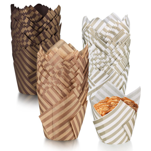 150 Pcs Tulip Cupcake Liners for Baking, Tulip Muffin Liners, Baking Cupcake Wrappers Cups Liners Non-stick Heat Resistant Greaseproof for Wedding Birthday Anniversaries