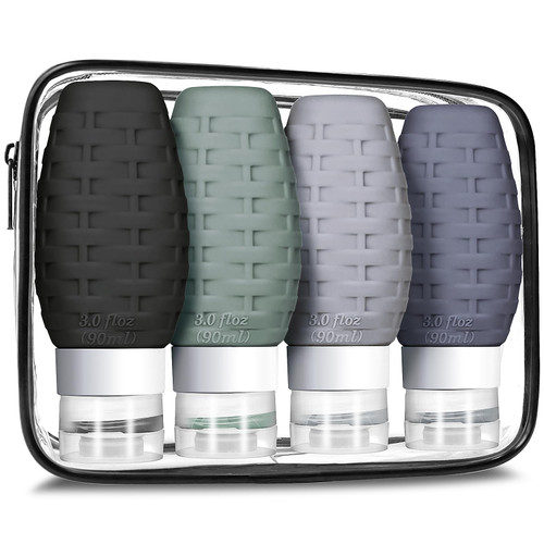 TARJODGY Travel Size Bottles for Toiletries, Tsa Approved 3oz Silicone Travel Containers Set Leak Proof Refillable BPA Free Travel Accessories with Clear Bag for Liquids Shampoo Conditioner Lotion