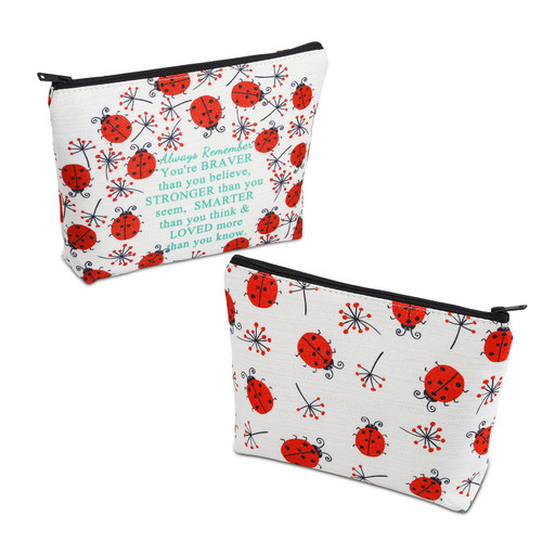 MBMSO Ladybug Makeup Bag Ladybug Gifts Good Luck Ladybug Cosmetic Bag Ladybug Lover Gifts for Bug Lover Travel Makeup Pouch (Ladybug Braver bag-white) MBMSO Ladybug Makeup Bag Ladybug Gifts Good Luck Ladybug Cosmetic Bag Ladybug Lover Gifts for Bug Lover Travel Makeup Pouch (Ladybug Braver bag-white)