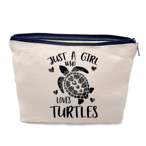 Nogrit Sea Turtle Makeup Cosmetic Bag,Just a Girl Who Loves Turtles Makeup Travel Toiletry Bag,Gifts for Turtle Lovers,Funny Turtle Gifts