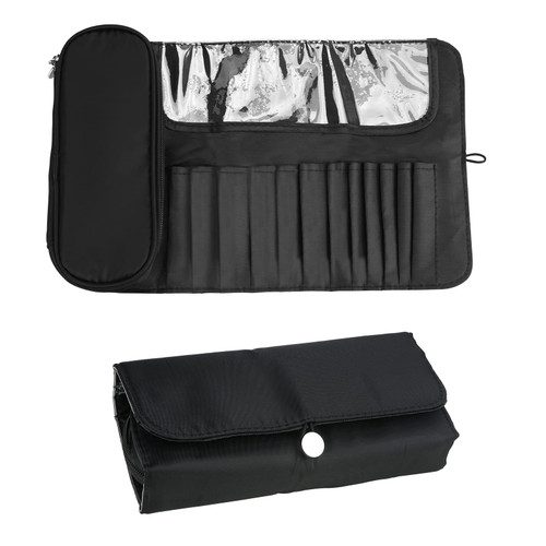 LUEXBOX Portable Folding Makeup Brush Bag, Multifunctional Cosmetics Rolling Storage Case Makeup Brush Holder for Travel, Makeup Brush Organizer Bag (Black) LUEXBOX Portable Folding Makeup Brush Bag, Multifunctional Cosmetics Rolling Storage Case Makeup Brush Holder for Travel, Makeup Brush Organizer Bag (Black)