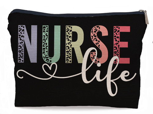 Lacosu Nurse Life Nursing Leopard Makeup Bag Make up Cosmetic Bag Small Zipper Pouch,Nurse Appreciation Gift,Nurses Week Gift,Nursing Gift,Nurse Graduate Gifts