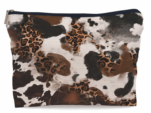 Lacosu Watercolor Retro Western Cowhide Cowgirl Leopard Makeup Bag Cosmetic Bag Zipper Pouch Toiletry Bags,Gifts for Teen Girls Women Cowgirl Western