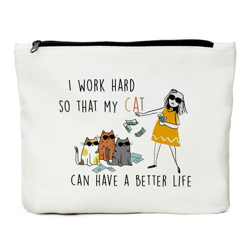 JIUWEIHU Cat Lover Gifts for Women, Cat Gifts for Cat Lovers, Crazy Cat Lady Gifts Cat Themed Gifts, Cat Mom Gifts for Women, Funny Birthday gifts for Women, Cat Mom, Friend, Cat Makeup Bag