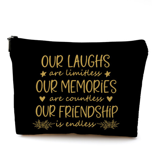 OHSUL Friends Makeup Bag, Friendship Gifts, Friendship Friend Black Cosmetic Bag Makeup Bags for Women Friends Friend,Our Laughs are Limitless Our Friendship is Endless Travel Pouch Makeup Bag OHSUL Friends Makeup Bag, Friendship Gifts, Friendship Friend Black Cosmetic Bag Makeup Bags for Women Friends Friend,Our Laughs are Limitless Our Friendship is Endless Travel Pouch Makeup Bag