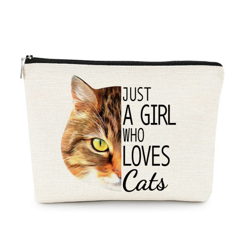 EXUQO Just a Girl Who Loves Cats Peeking Kitty Cat Makeup Bag Cosmetic Bag Travel Toiletry Zipper Pouch, Cat Mom Gifts for Women, Cat Owner Gifts, Cat Lovers Women Girls Gifts EXUQO Just a Girl Who Loves Cats Peeking Kitty Cat Makeup Bag Cosmetic Bag Travel Toiletry Zipper Pouch, Cat Mom Gifts for Women, Cat Owner Gifts, Cat Lovers Women Girls Gifts