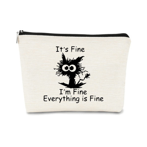 It's Fine Everything is Fine Inspirational Funny Cat Kitten Makeup bag,Cosmetic Bag Zipper Travel Toiletry Bag Best Gift Idea for Cat Lovers Teen Girls ,Cat Owners Gifts,Birthday Christmas's Gift It's Fine Everything is Fine Inspirational Funny Cat Kitten Makeup bag,Cosmetic Bag Zipper Travel Toiletry Bag Best Gift Idea for Cat Lovers Teen Girls ,Cat Owners Gifts,Birthday Christmas's Gift